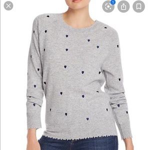 Aqua Embroidered Heart Cashmere Sweater